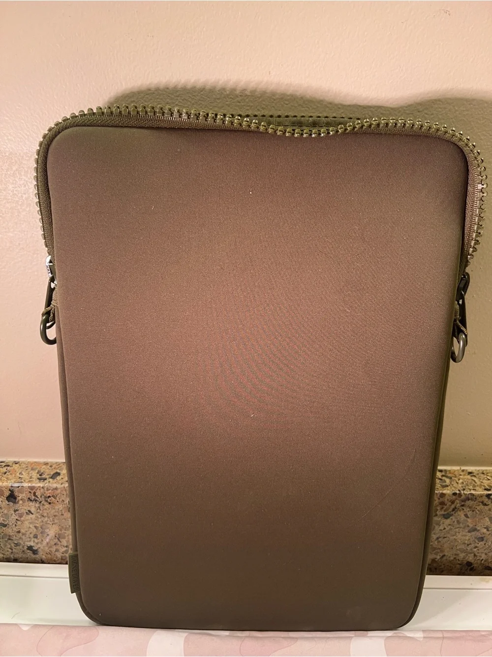 Dagne Dover Dark Moss Laptop Sleeve w/Protective Bag NWT 15x10.5x1” Added Strap